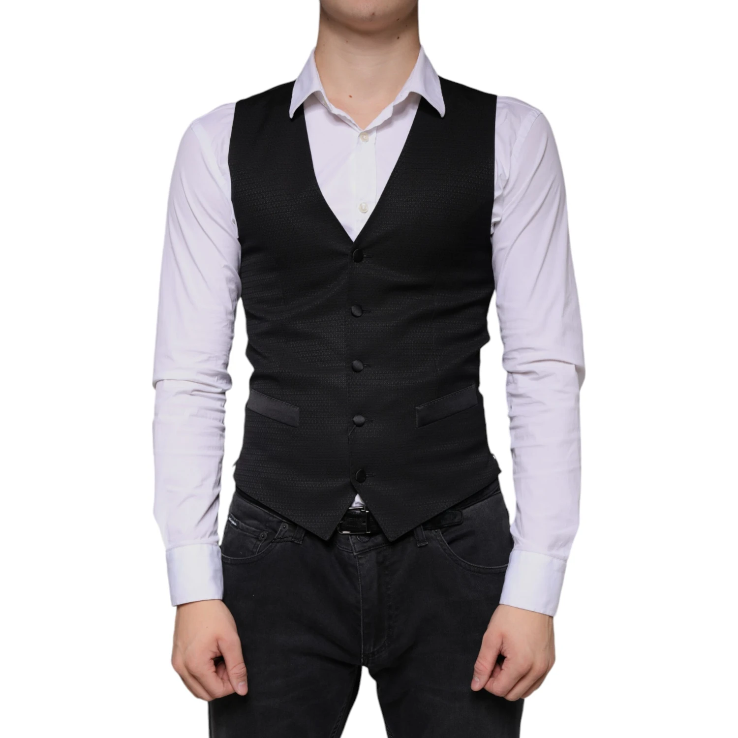 Black Wool Waistcoat Dress Formal Vest
