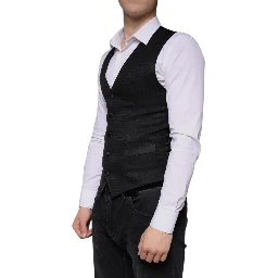 Black Wool Waistcoat Dress Formal Vest