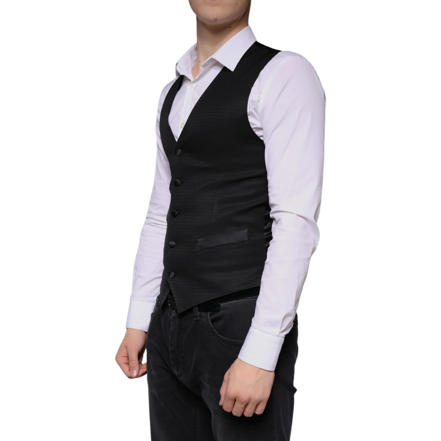 Black Wool Waistcoat Dress Formal Vest