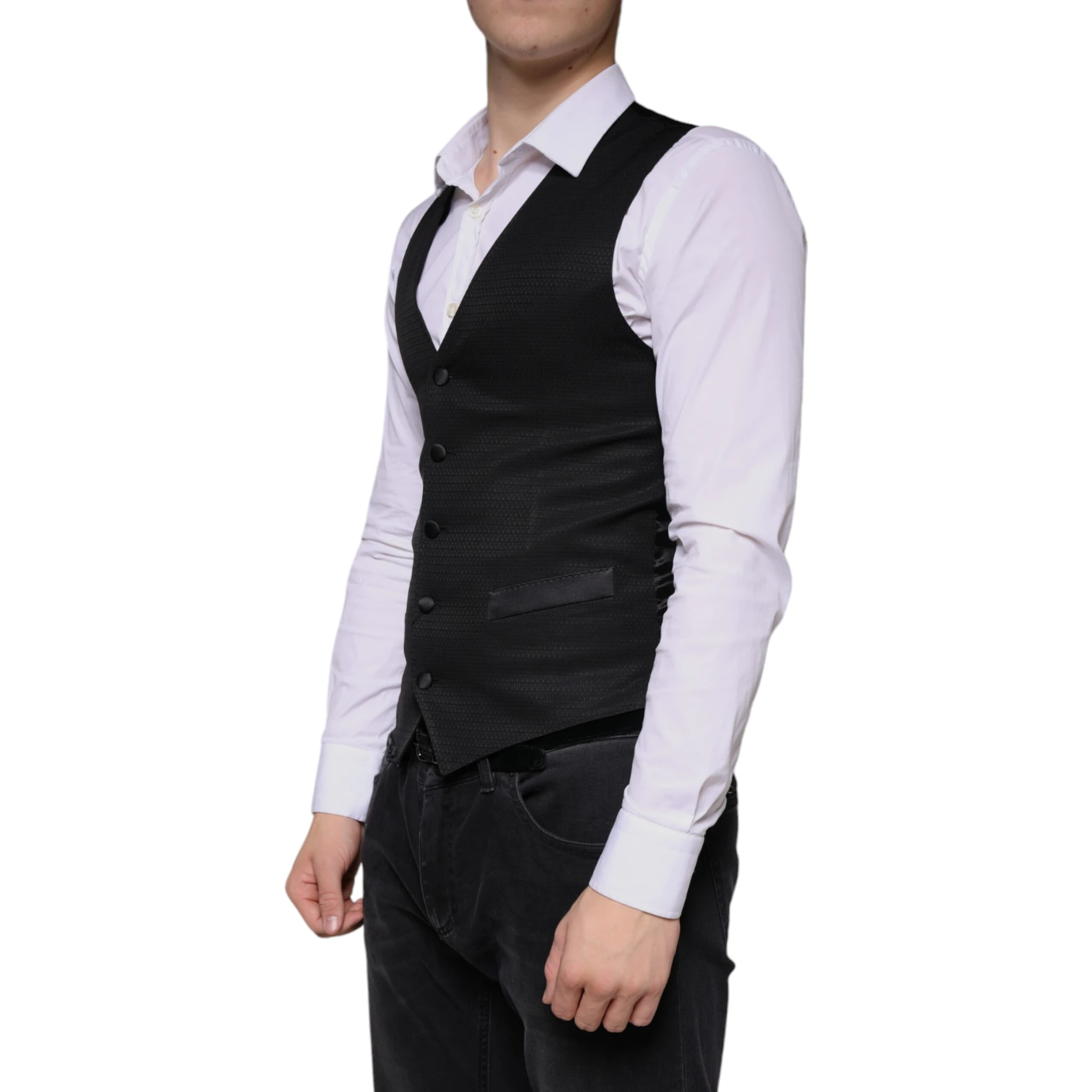 Black Wool Waistcoat Dress Formal Vest