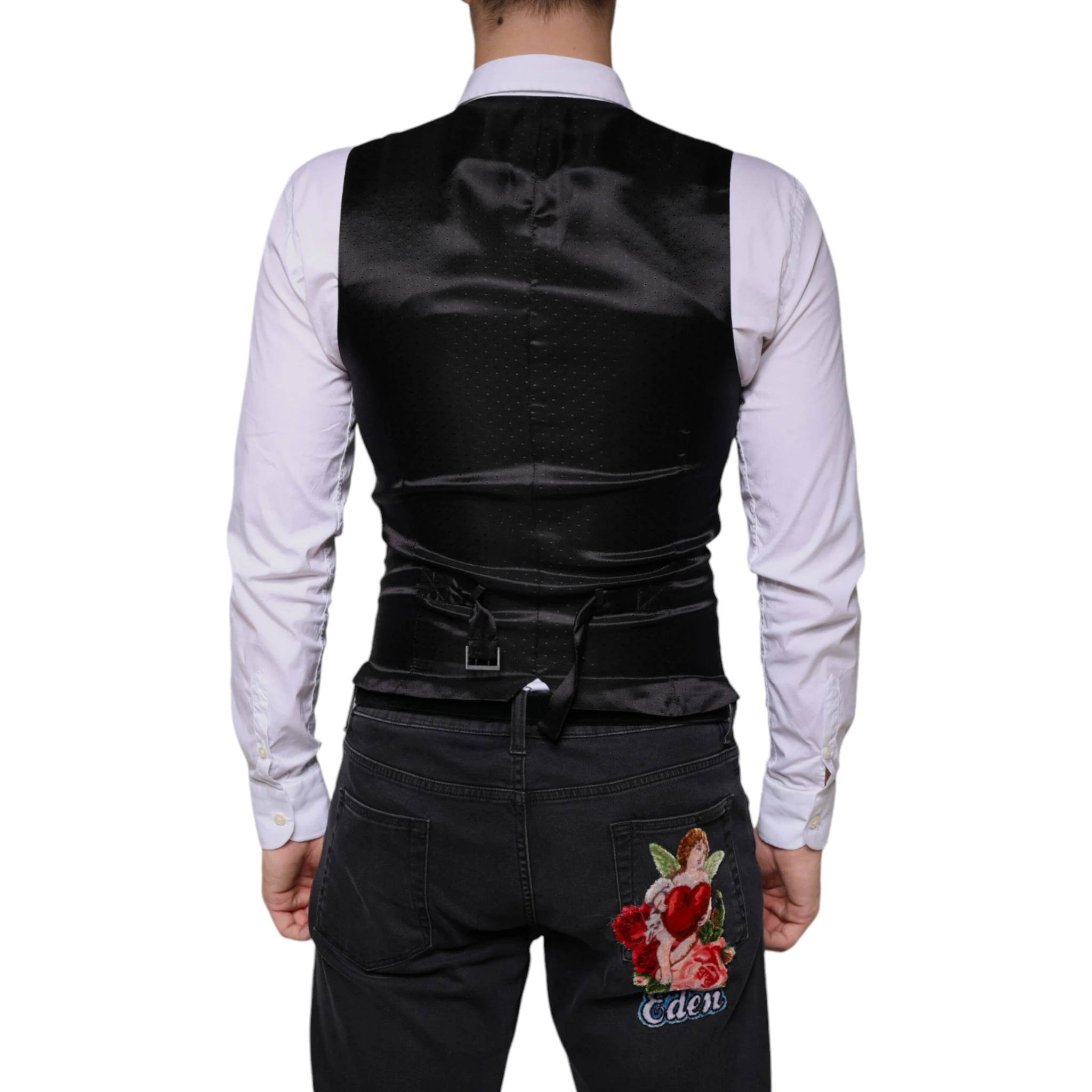 Black Wool Waistcoat Dress Formal Vest