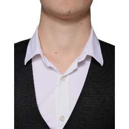 Black Wool Waistcoat Dress Formal Vest