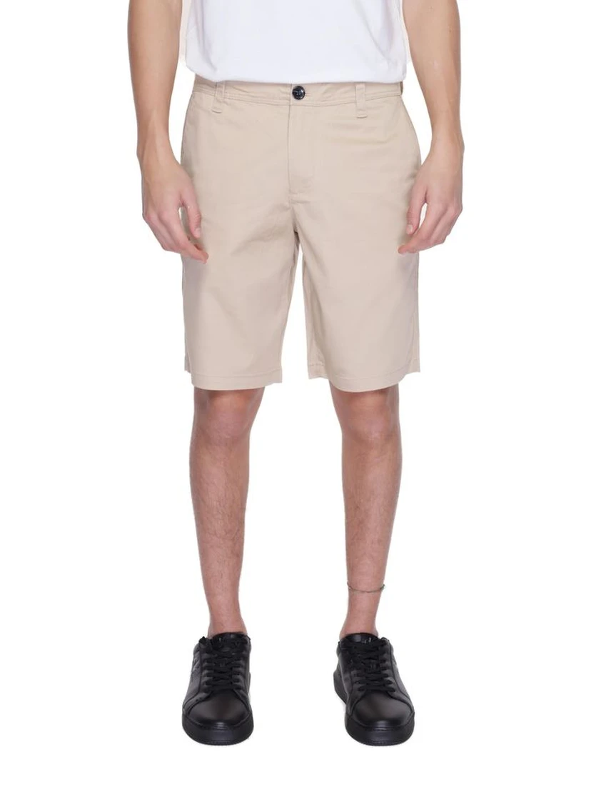 Beige Cotton Bermuda Shorts