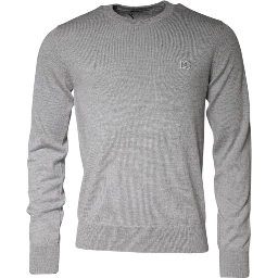 Light Gray Wool Crew Neck Pullover Sweater