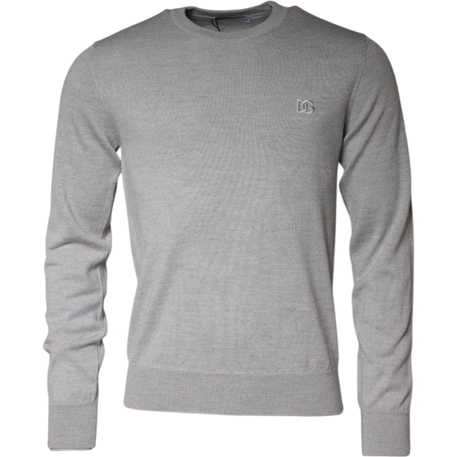 Light Gray Wool Crew Neck Pullover Sweater