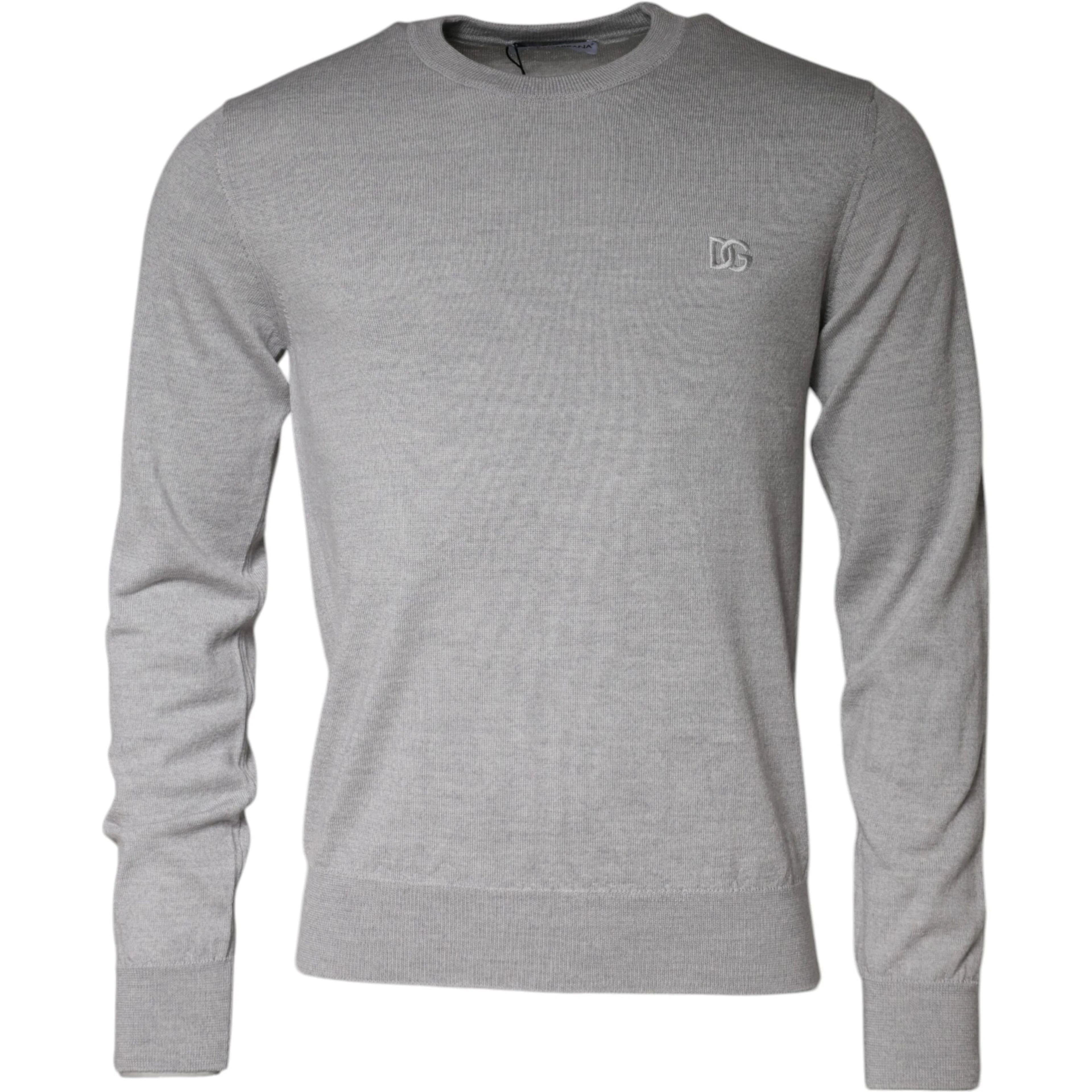 Light Gray Wool Crew Neck Pullover Sweater