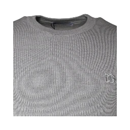 Light Gray Wool Crew Neck Pullover Sweater
