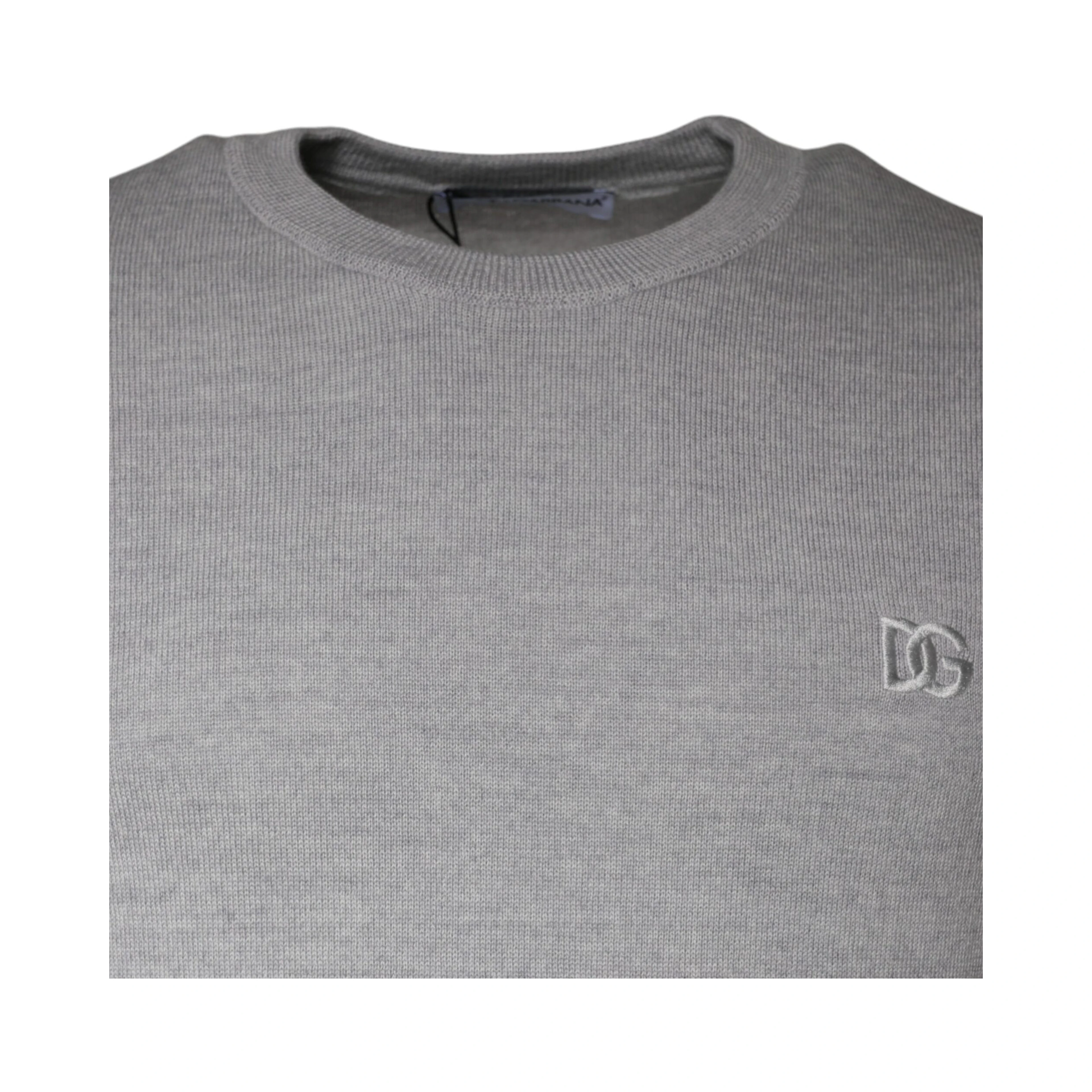 Light Gray Wool Crew Neck Pullover Sweater