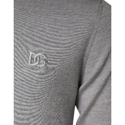 Light Gray Wool Crew Neck Pullover Sweater