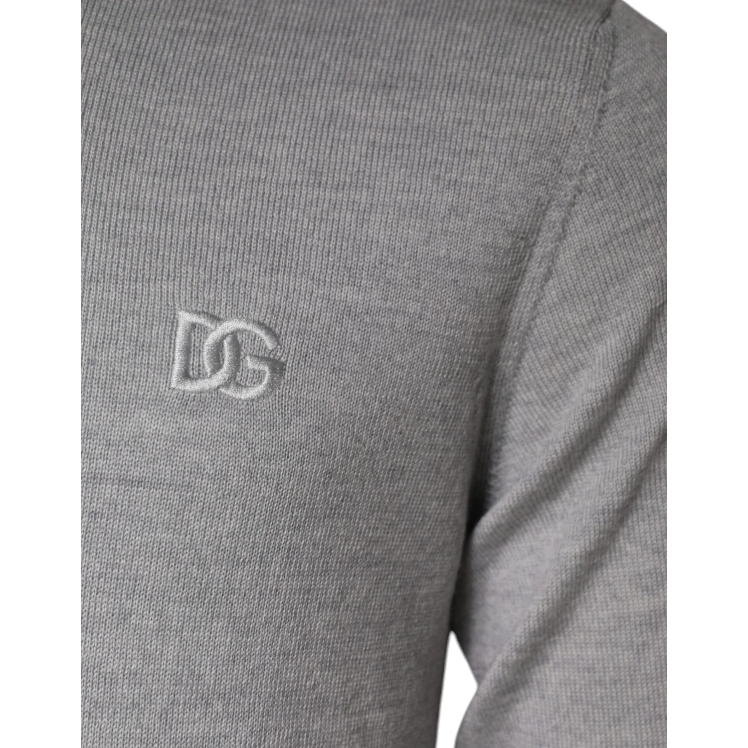 Light Gray Wool Crew Neck Pullover Sweater