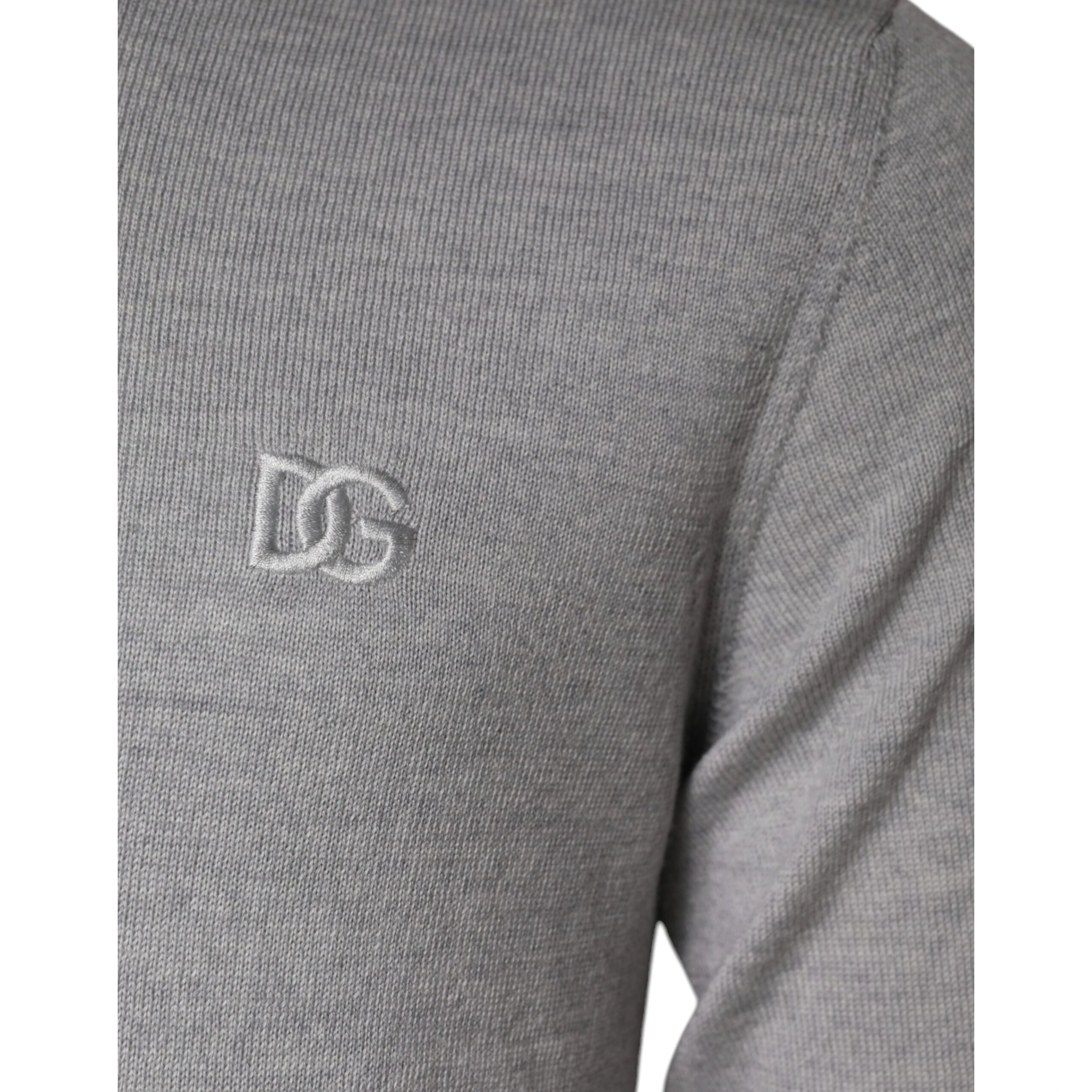 Light Gray Wool Crew Neck Pullover Sweater