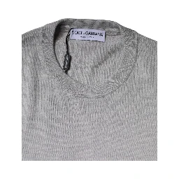 Light Gray Wool Crew Neck Pullover Sweater