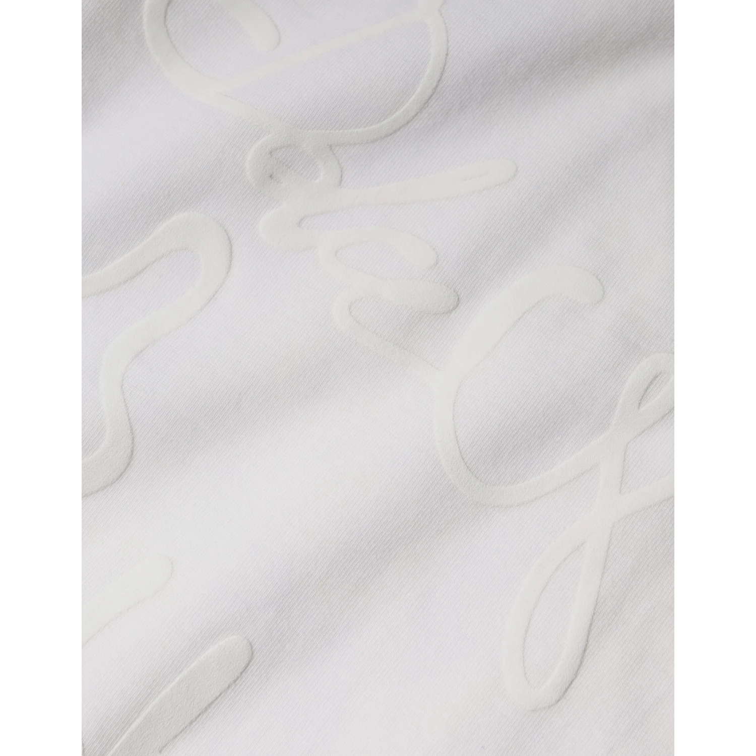 White Logo Print Cotton Crew Neck T-shirt