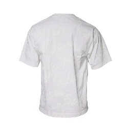 White Logo Print Cotton Crew Neck T-shirt