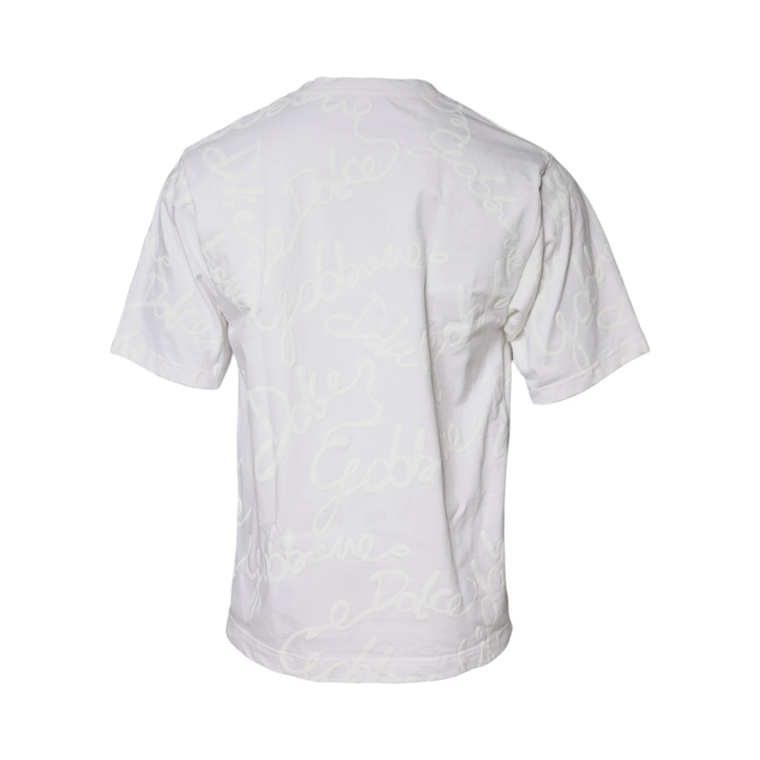 White Logo Print Cotton Crew Neck T-shirt
