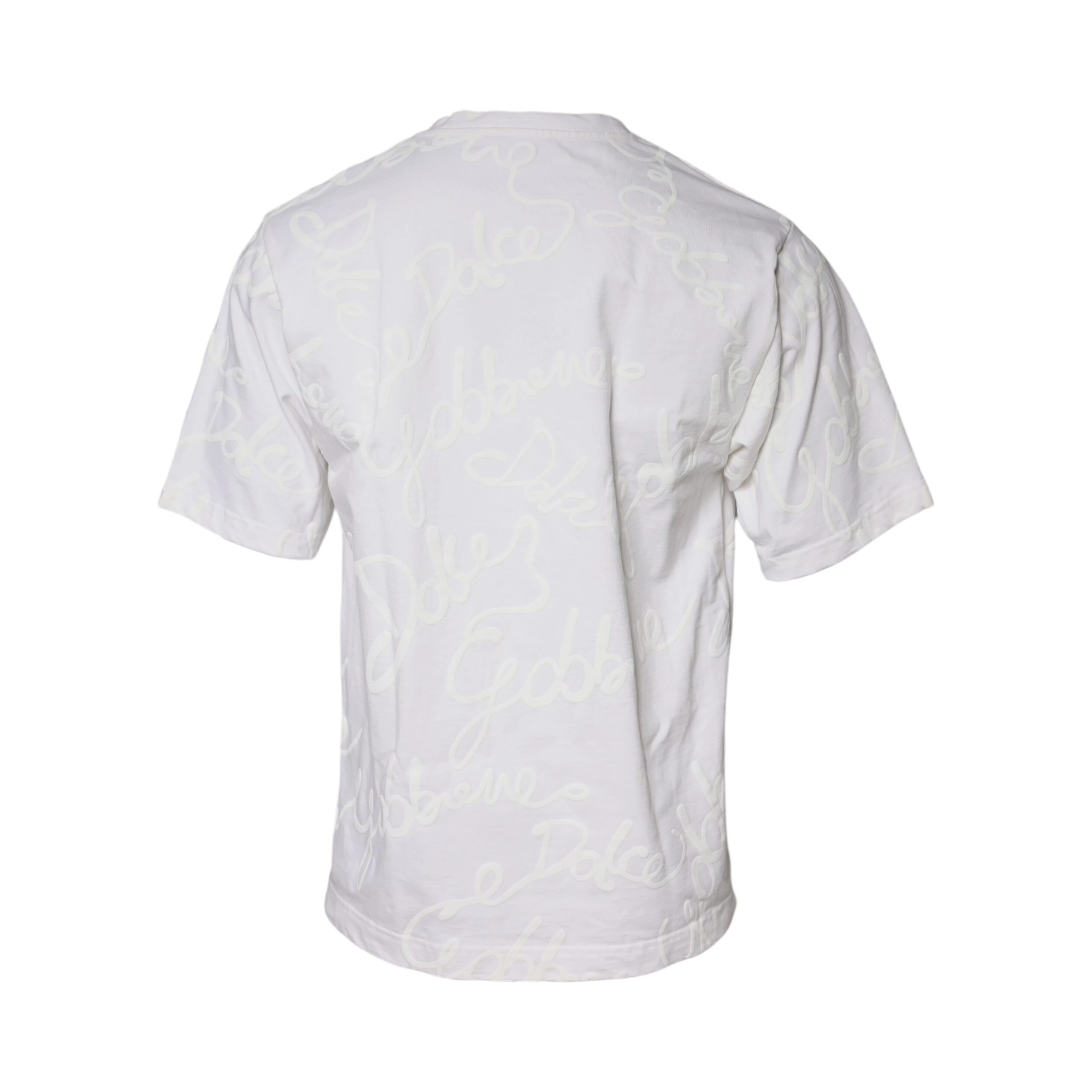 White Logo Print Cotton Crew Neck T-shirt
