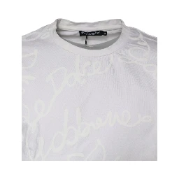 White Logo Print Cotton Crew Neck T-shirt