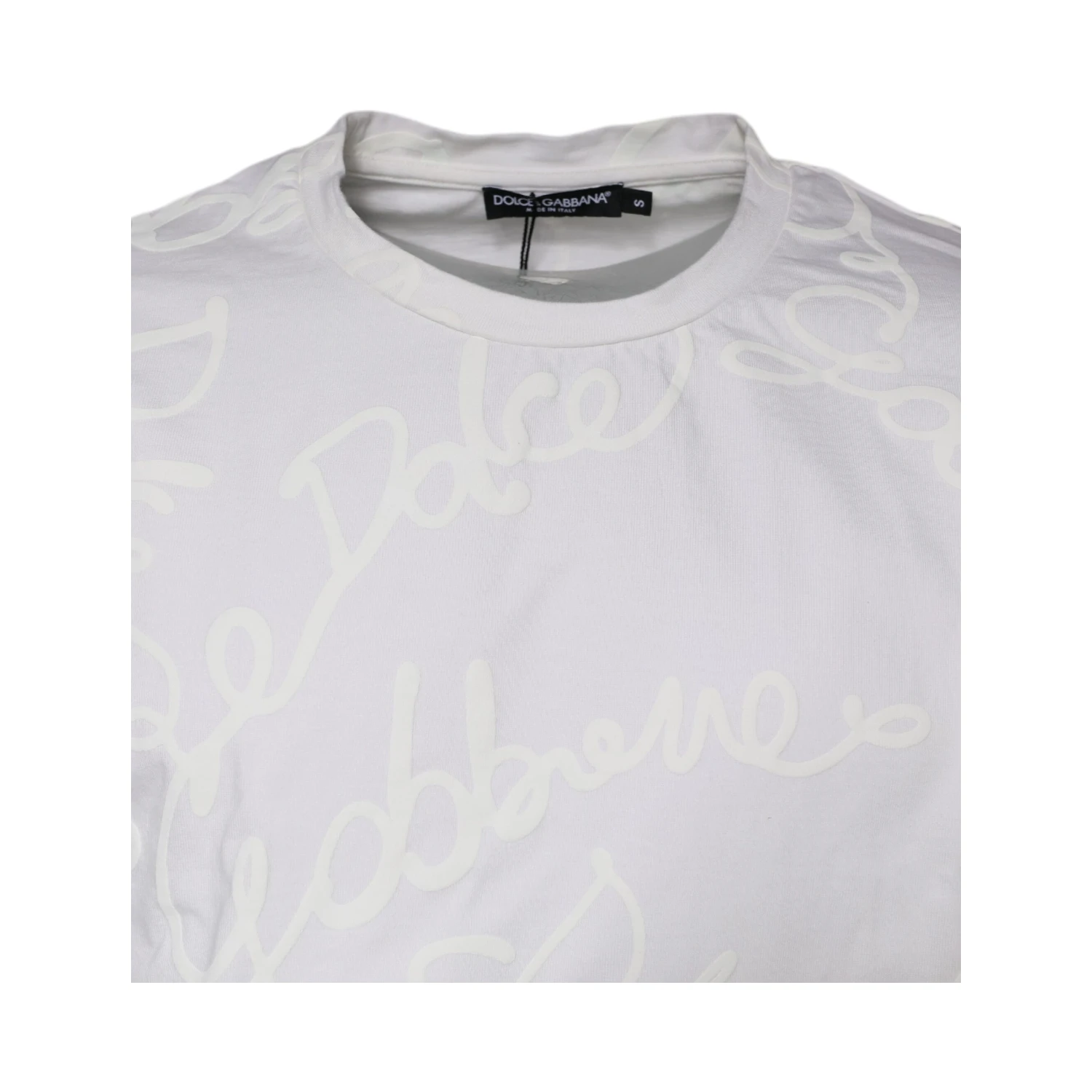 White Logo Print Cotton Crew Neck T-shirt