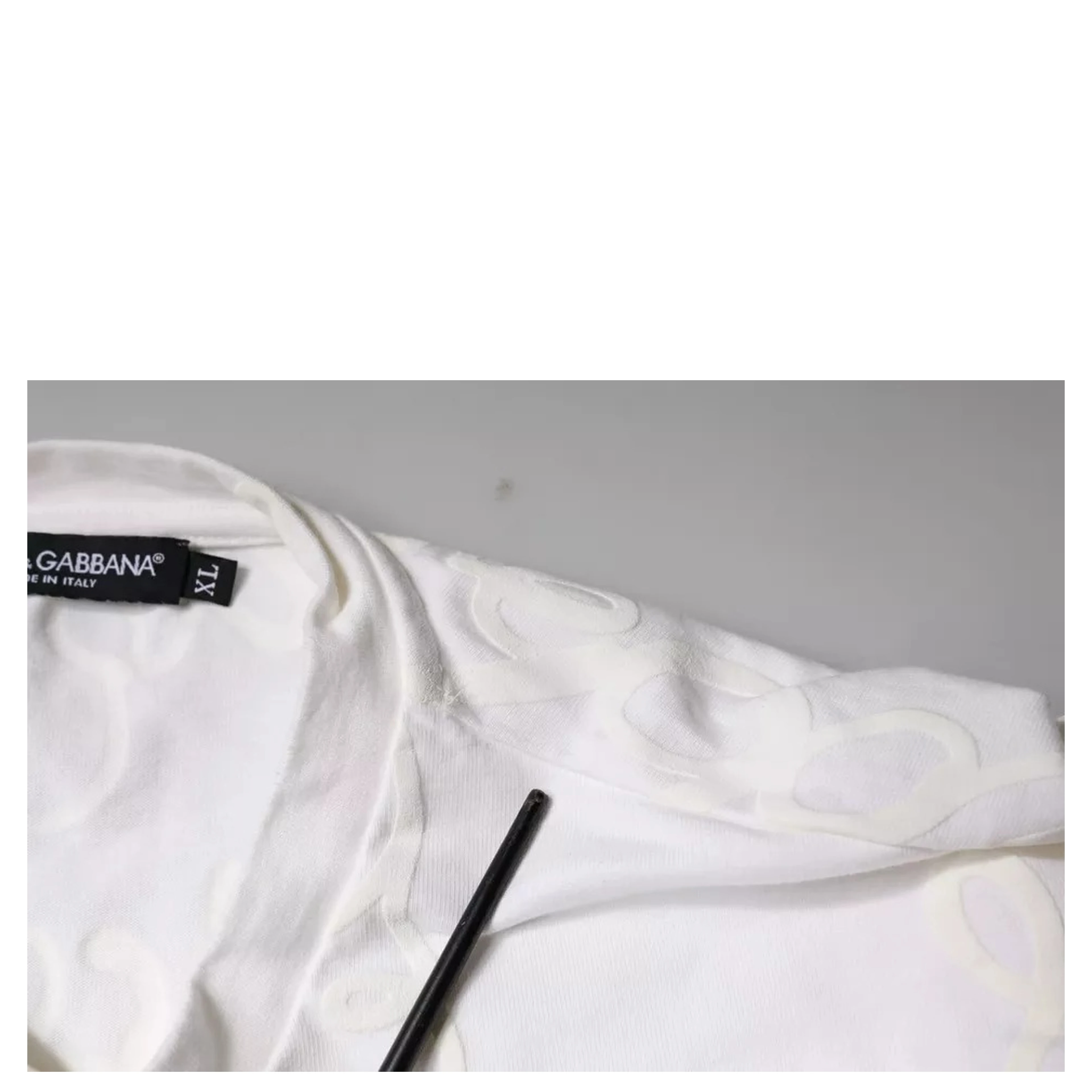 White Logo Print Cotton Crew Neck T-shirt