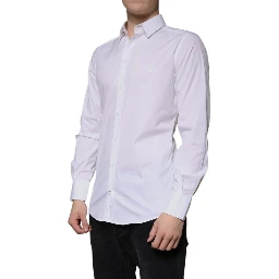 White Cotton Long Sleeve GOLD Dress Shirt