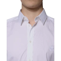 White Cotton Long Sleeve GOLD Dress Shirt