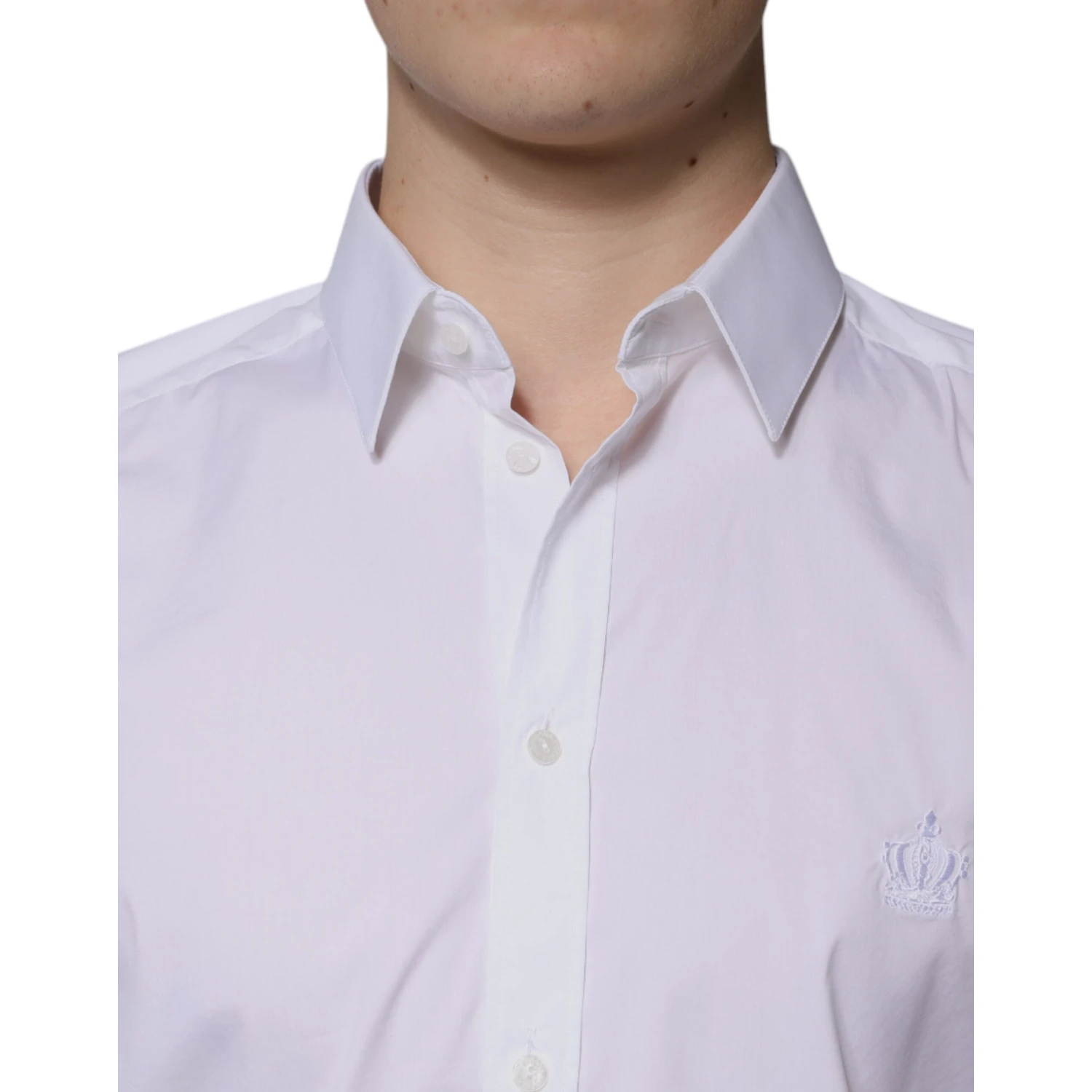 White Cotton Long Sleeve GOLD Dress Shirt