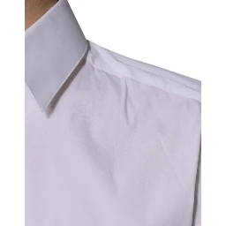 White Cotton Long Sleeve GOLD Dress Shirt