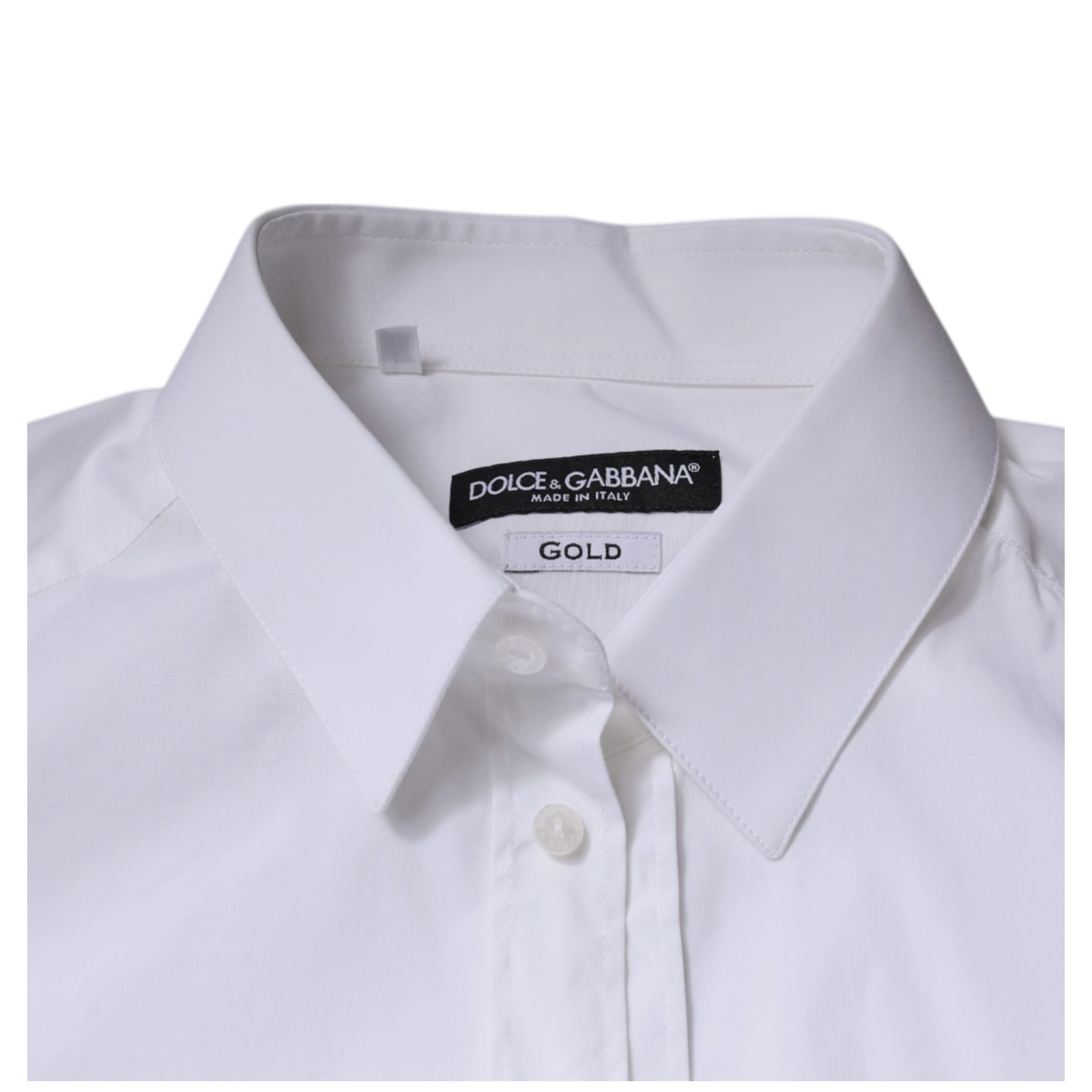 White Cotton Long Sleeve GOLD Dress Shirt