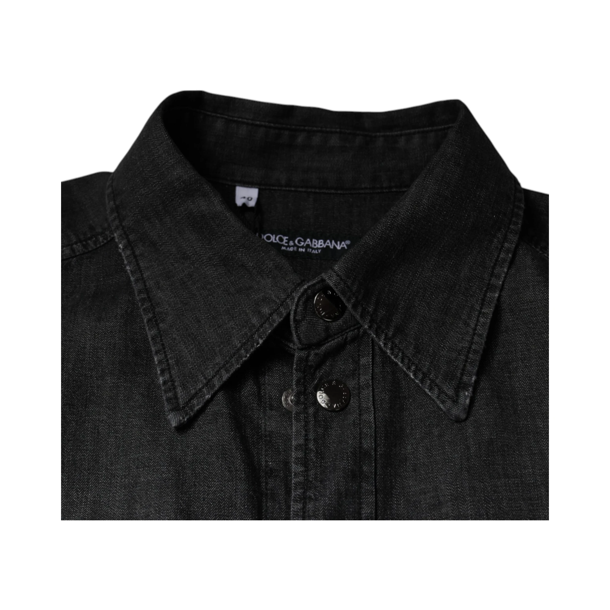 Black Logo Cotton Button Down Denim Shirt