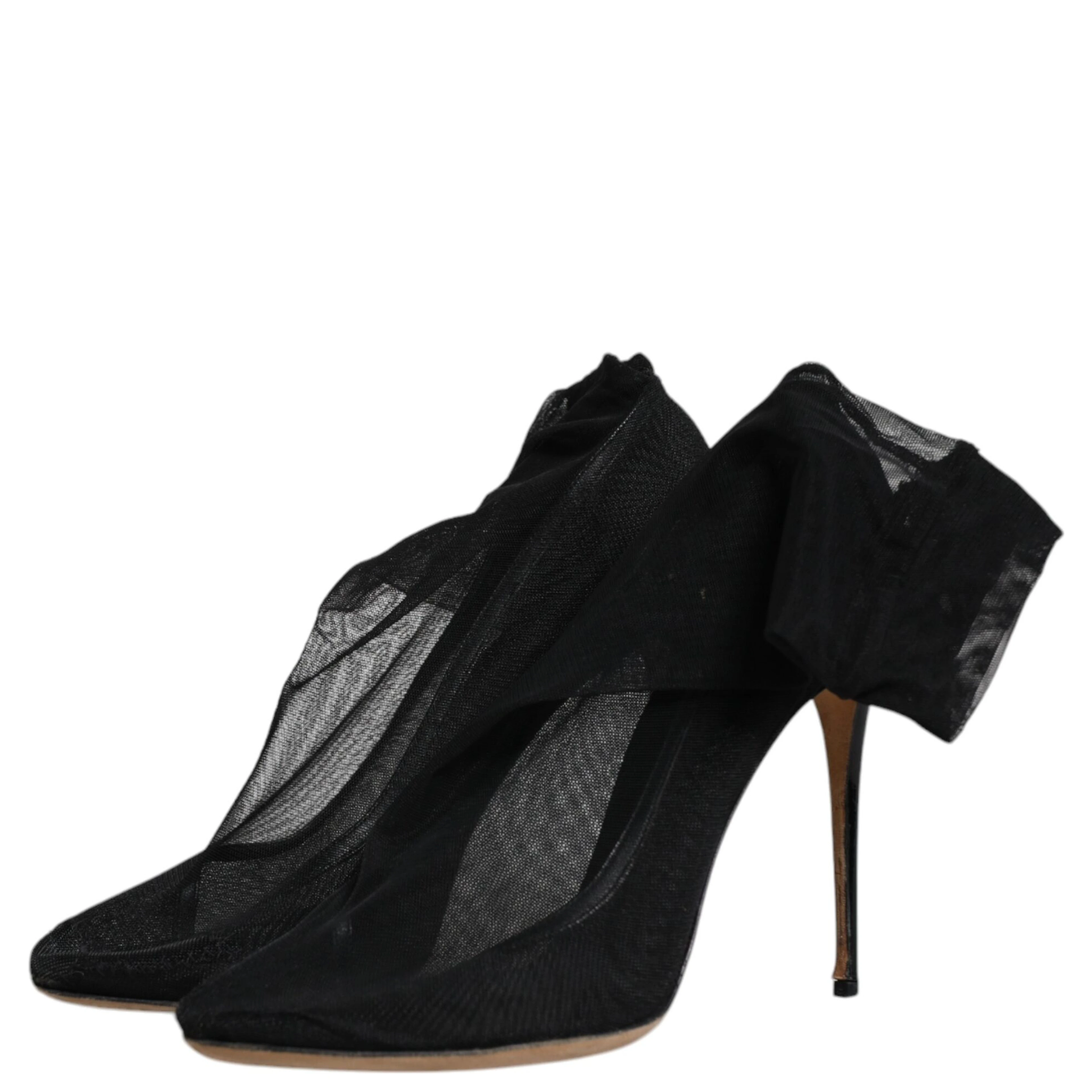 Black Nylon Stretch Mesh Sock Boots Shoes