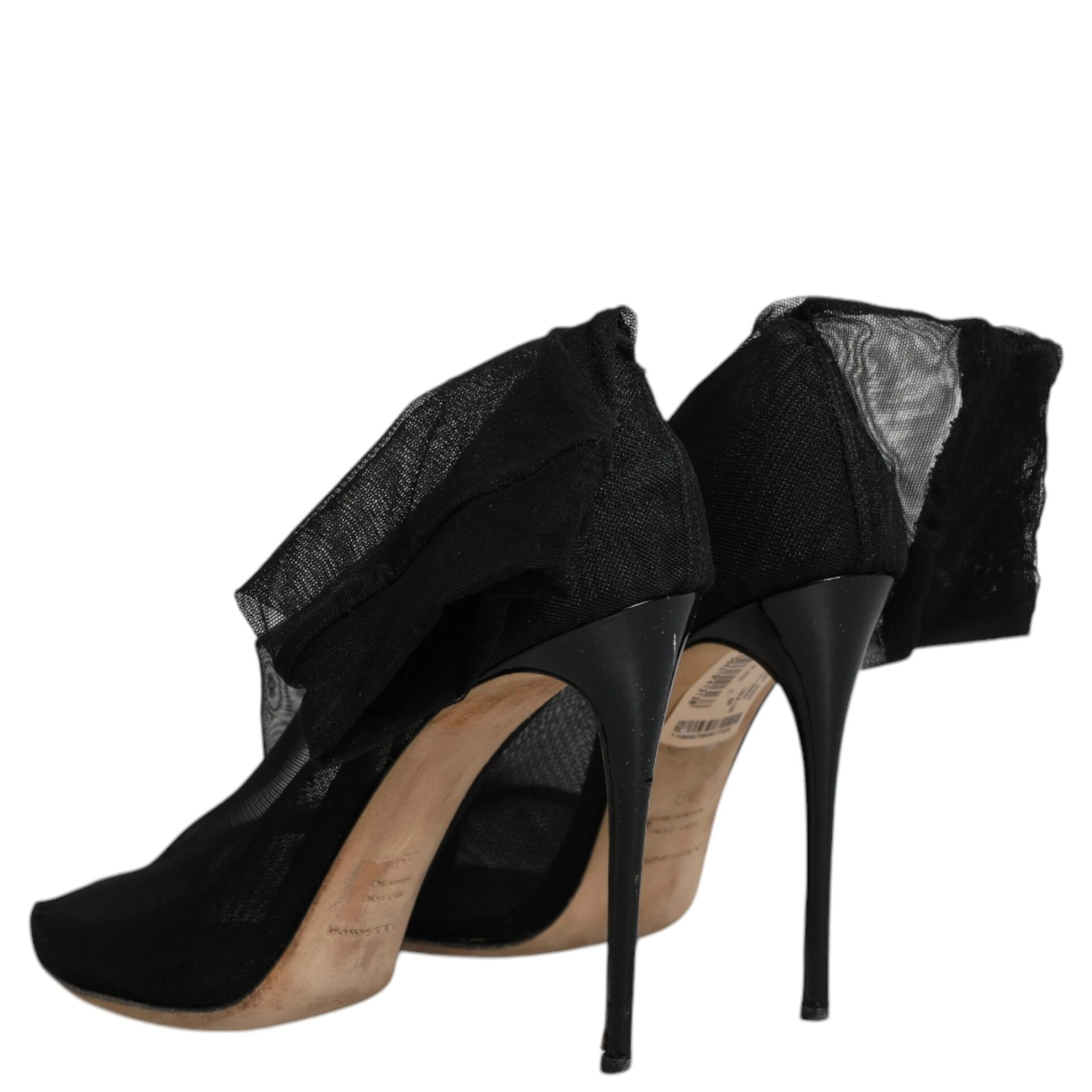 Black Nylon Stretch Mesh Sock Boots Shoes