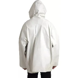 White Leather Men Waterproof Jacket Blouson