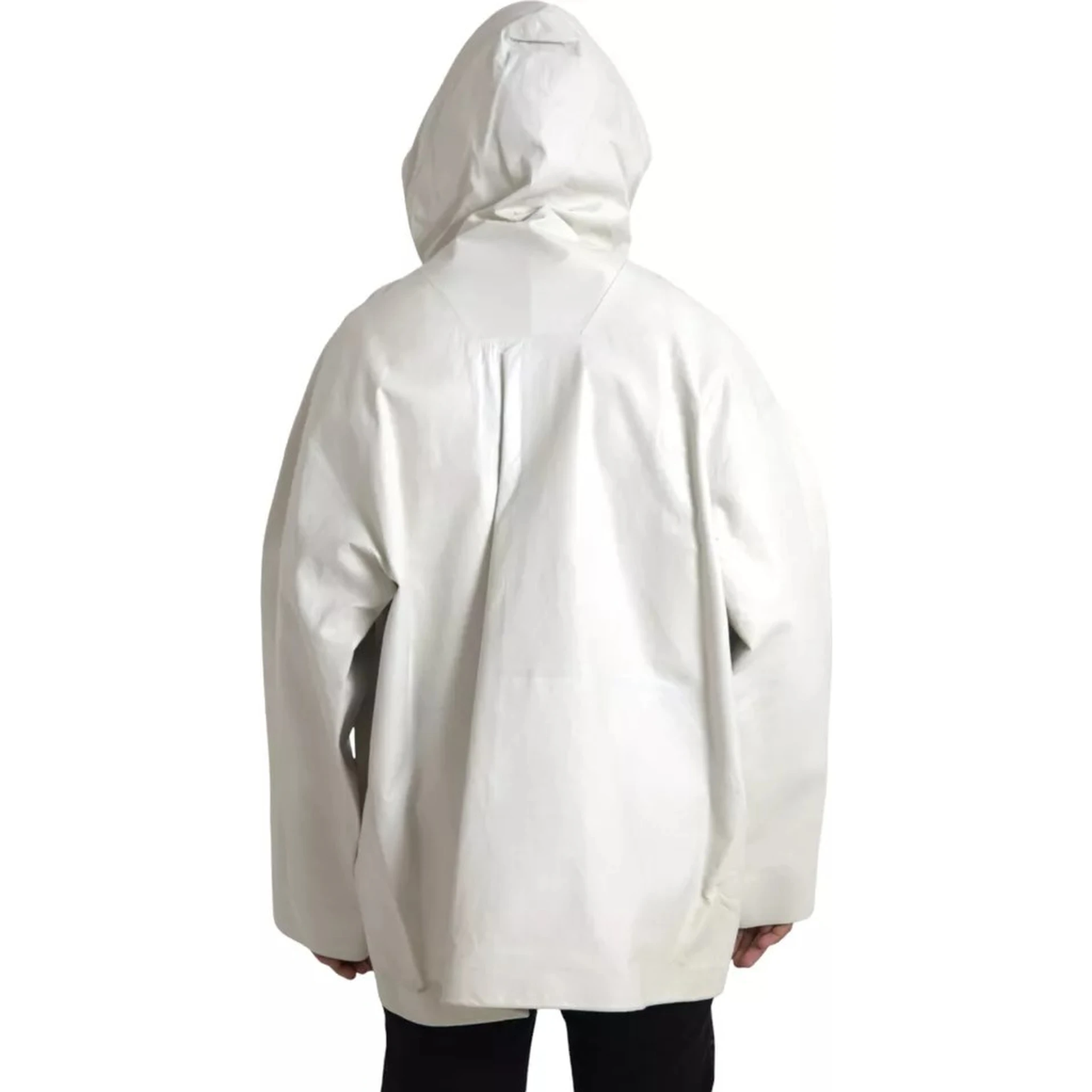 White Leather Men Waterproof Jacket Blouson