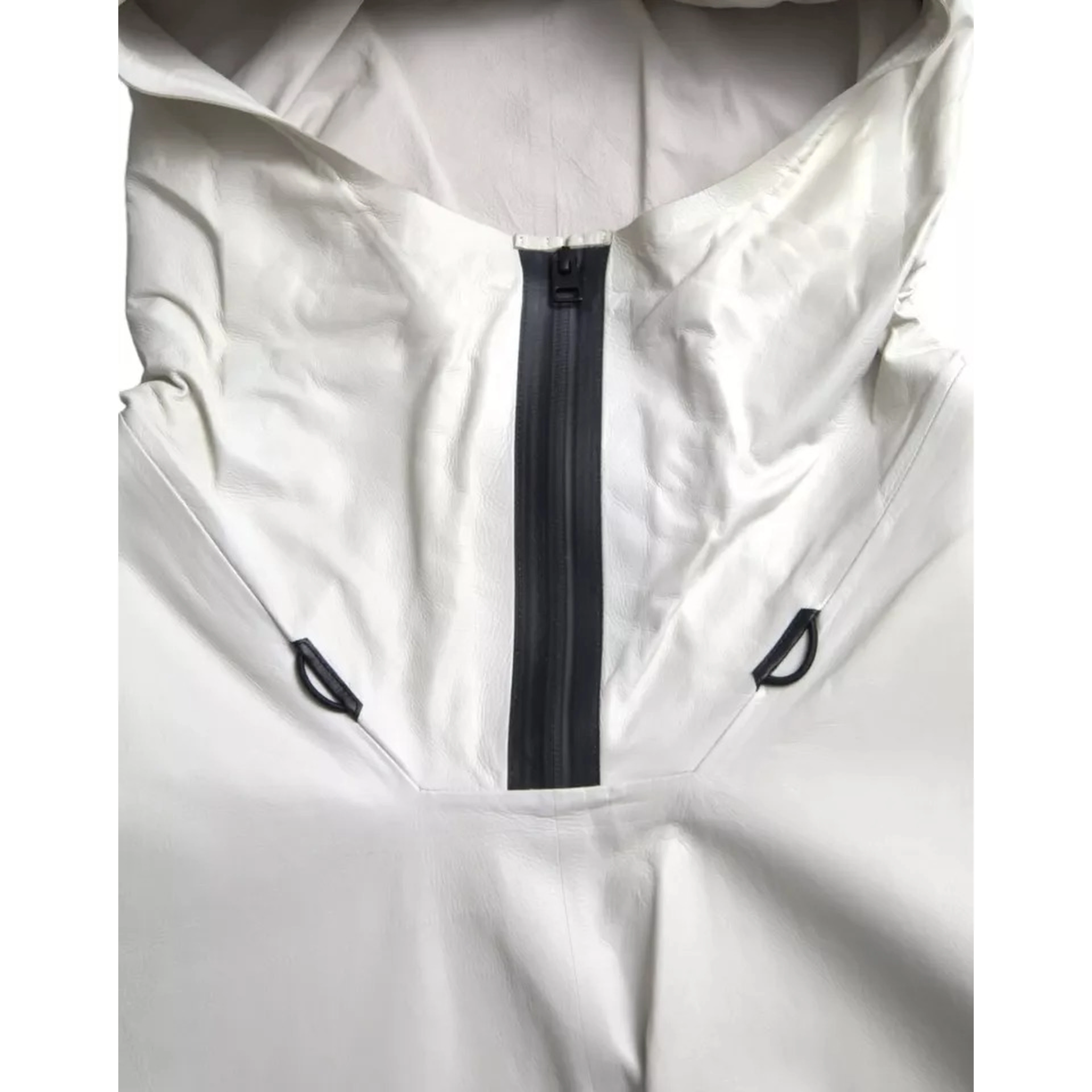 White Leather Men Waterproof Jacket Blouson