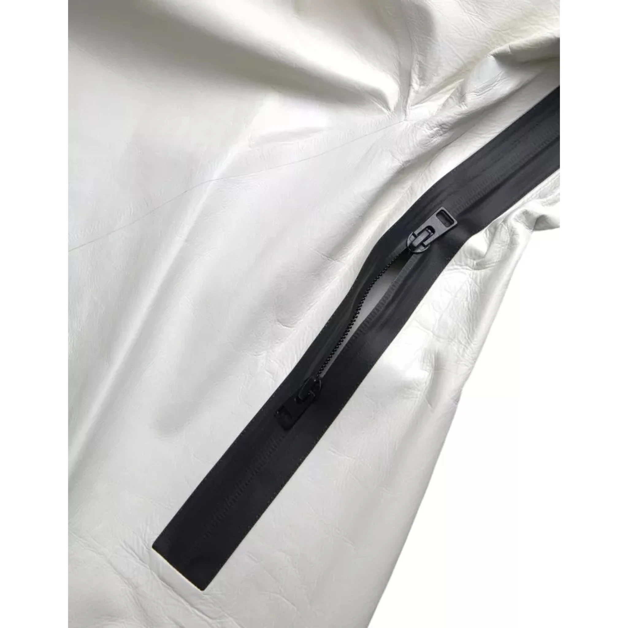 White Leather Men Waterproof Jacket Blouson