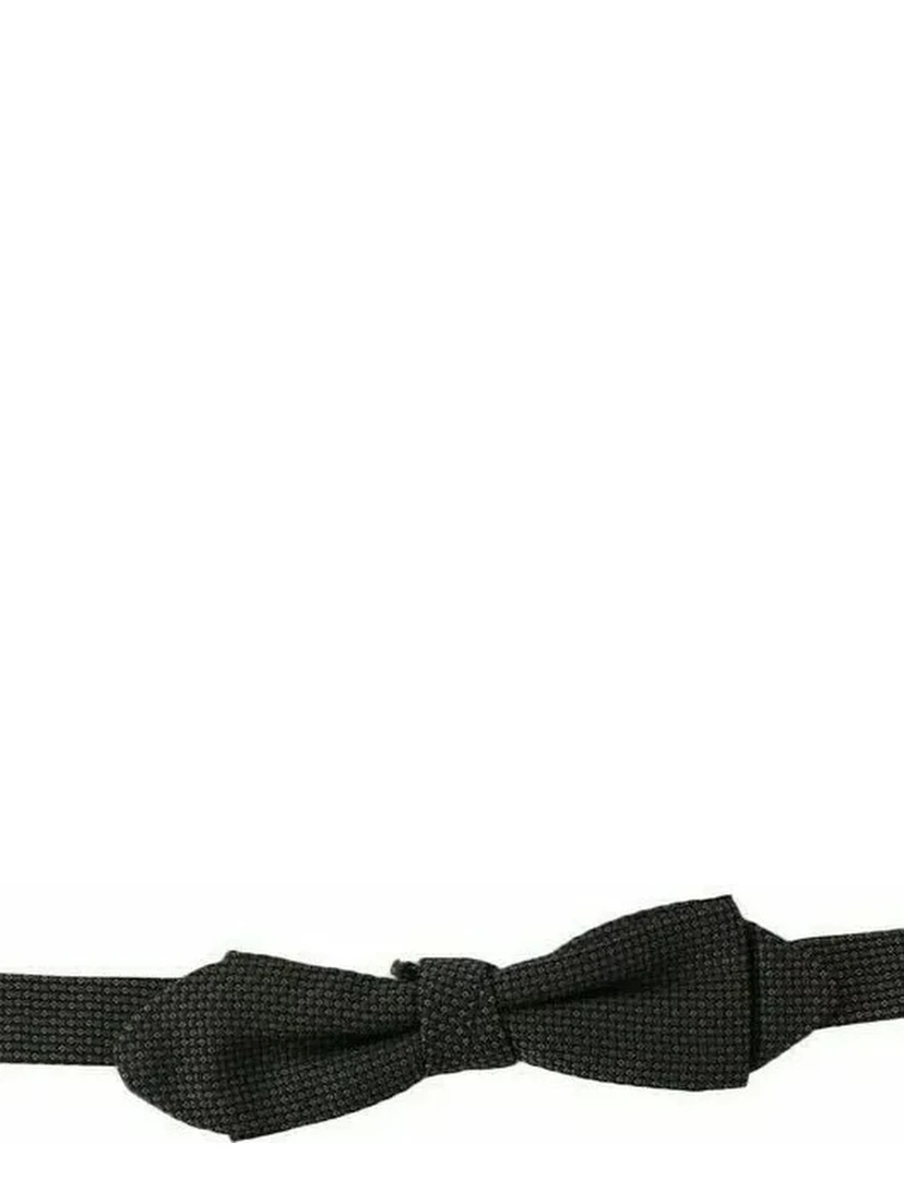 Gray Pattern Silk Adjustable Neck Bow Tie