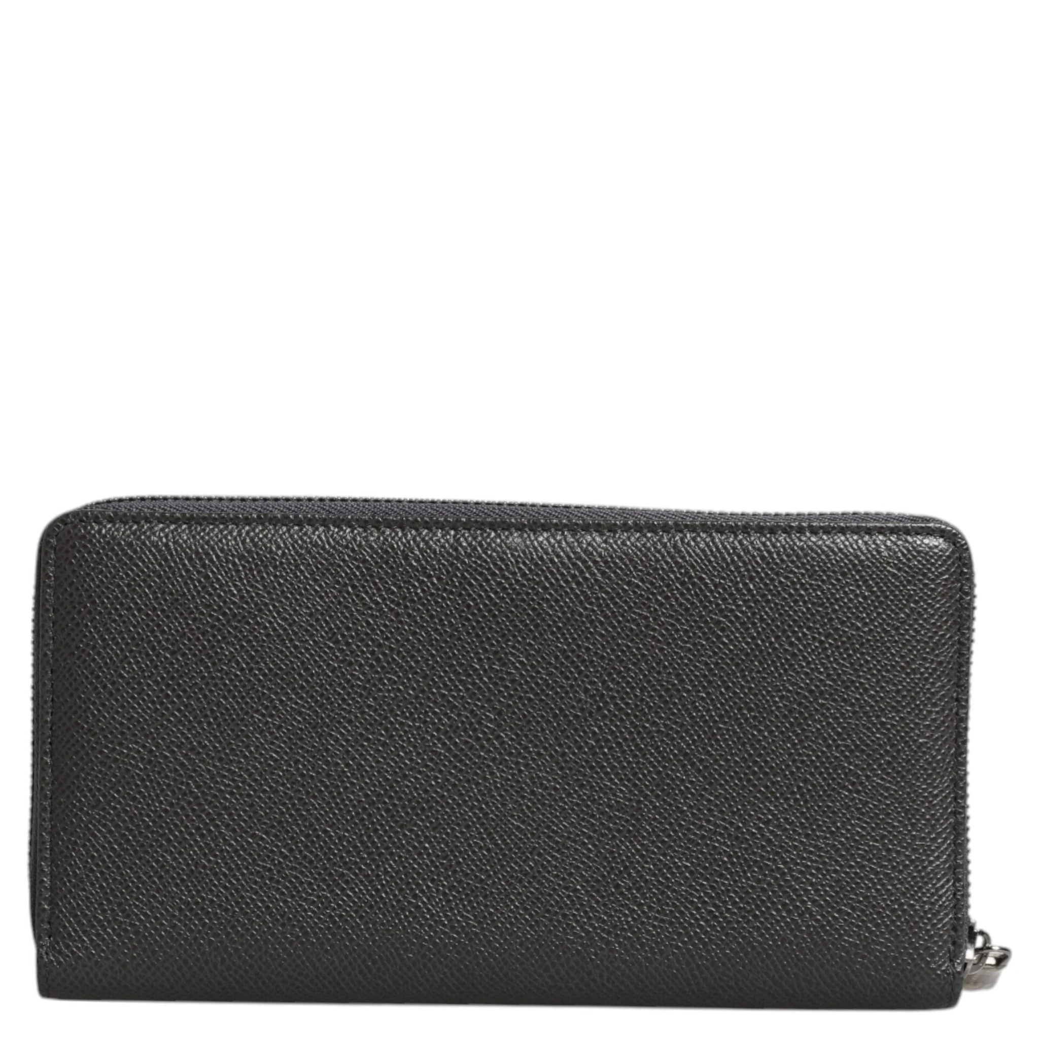 Dark Gray Leather DG Logo Zip Around Continental Wallet