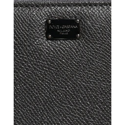 Dark Gray Leather DG Logo Zip Around Continental Wallet