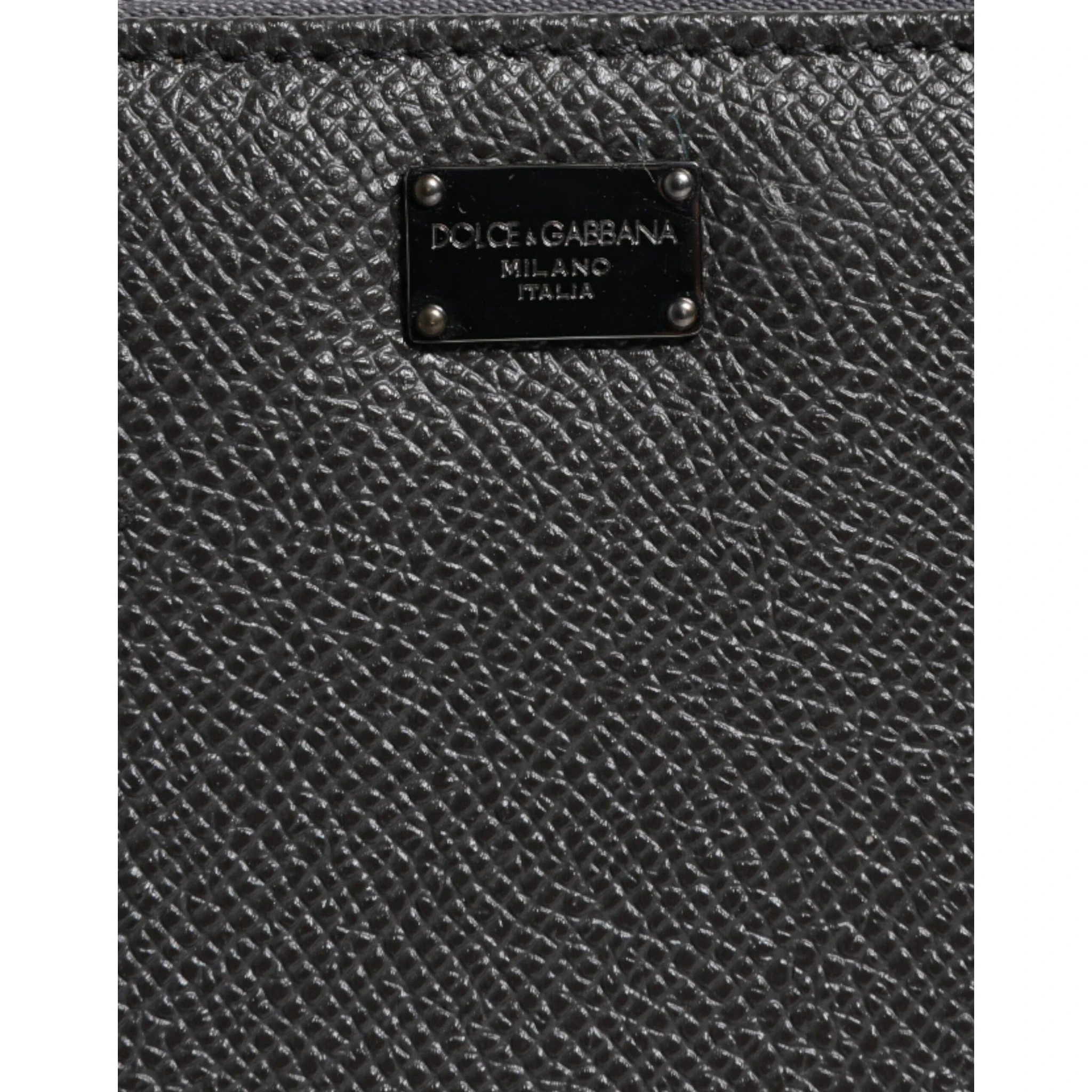 Dark Gray Leather DG Logo Zip Around Continental Wallet