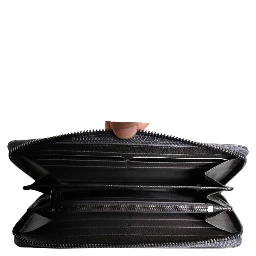 Dark Gray Leather DG Logo Zip Around Continental Wallet