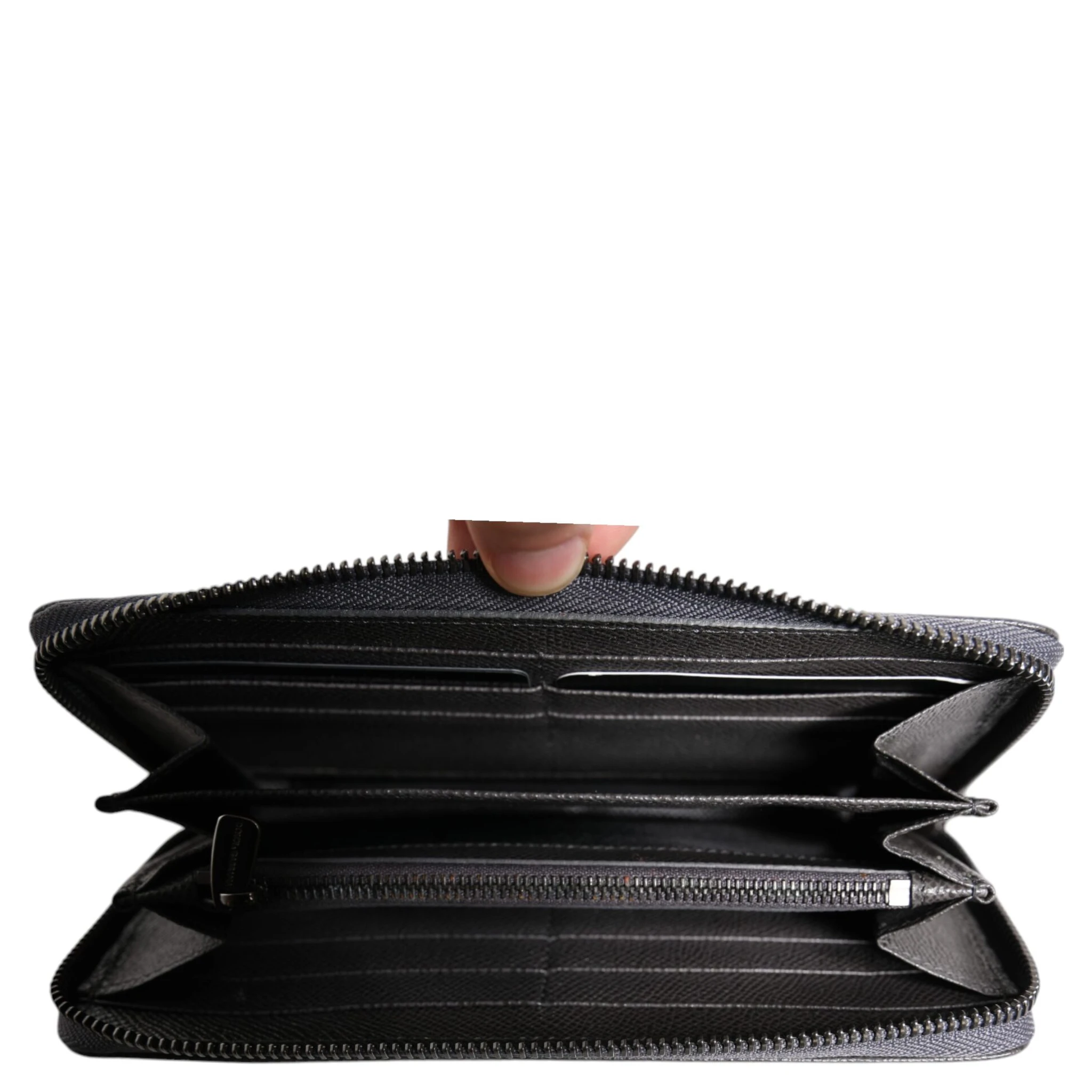 Dark Gray Leather DG Logo Zip Around Continental Wallet