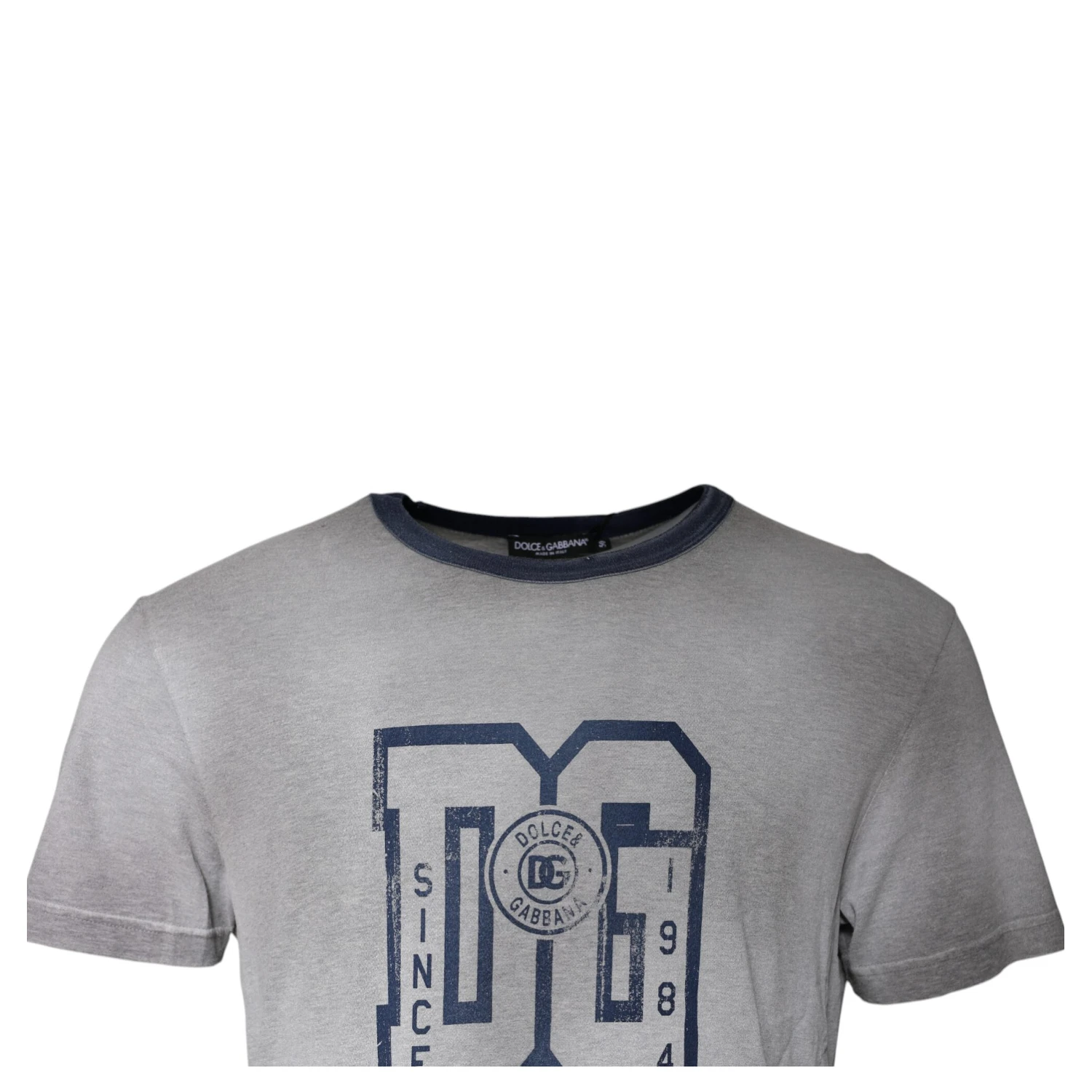 Gray Logo Print Cotton Crew Neck T-shirt