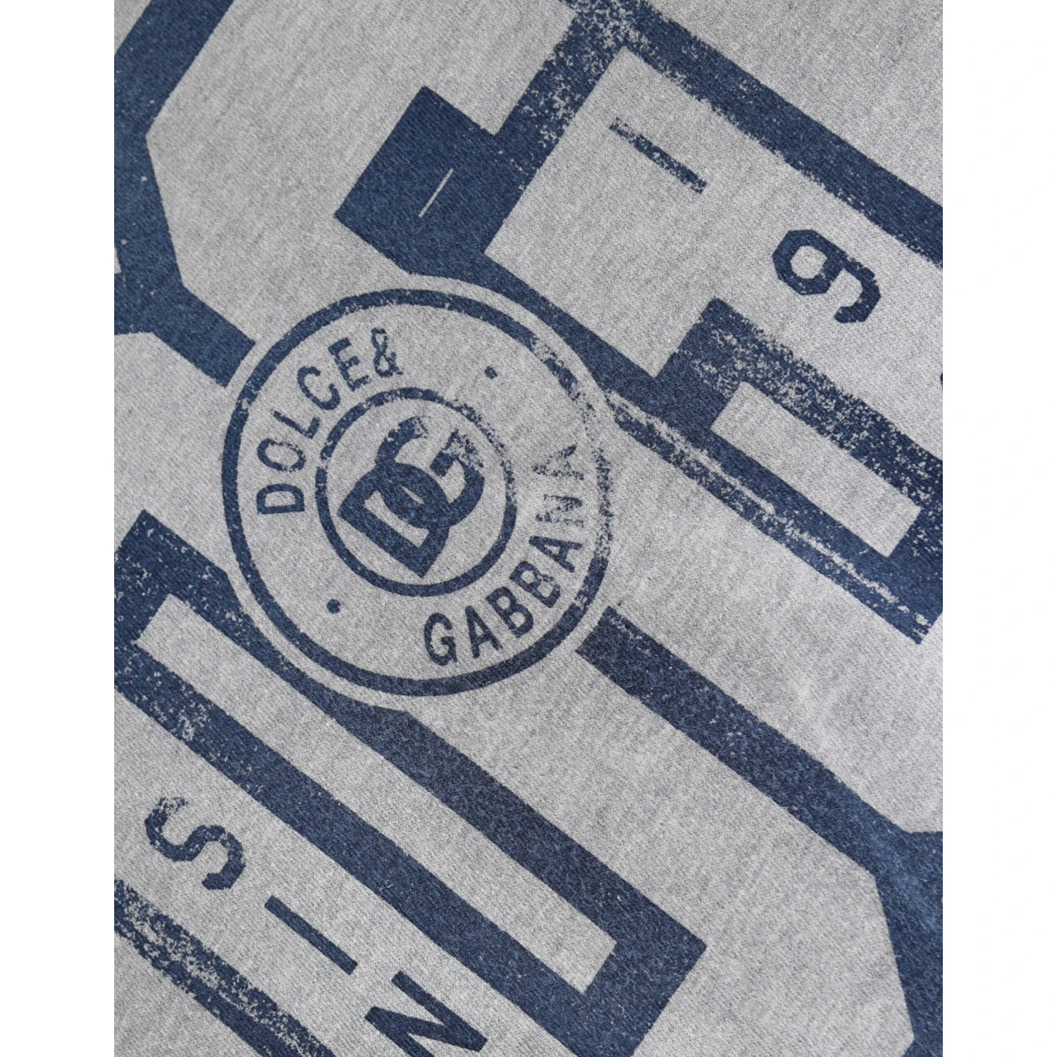 Gray Logo Print Cotton Crew Neck T-shirt