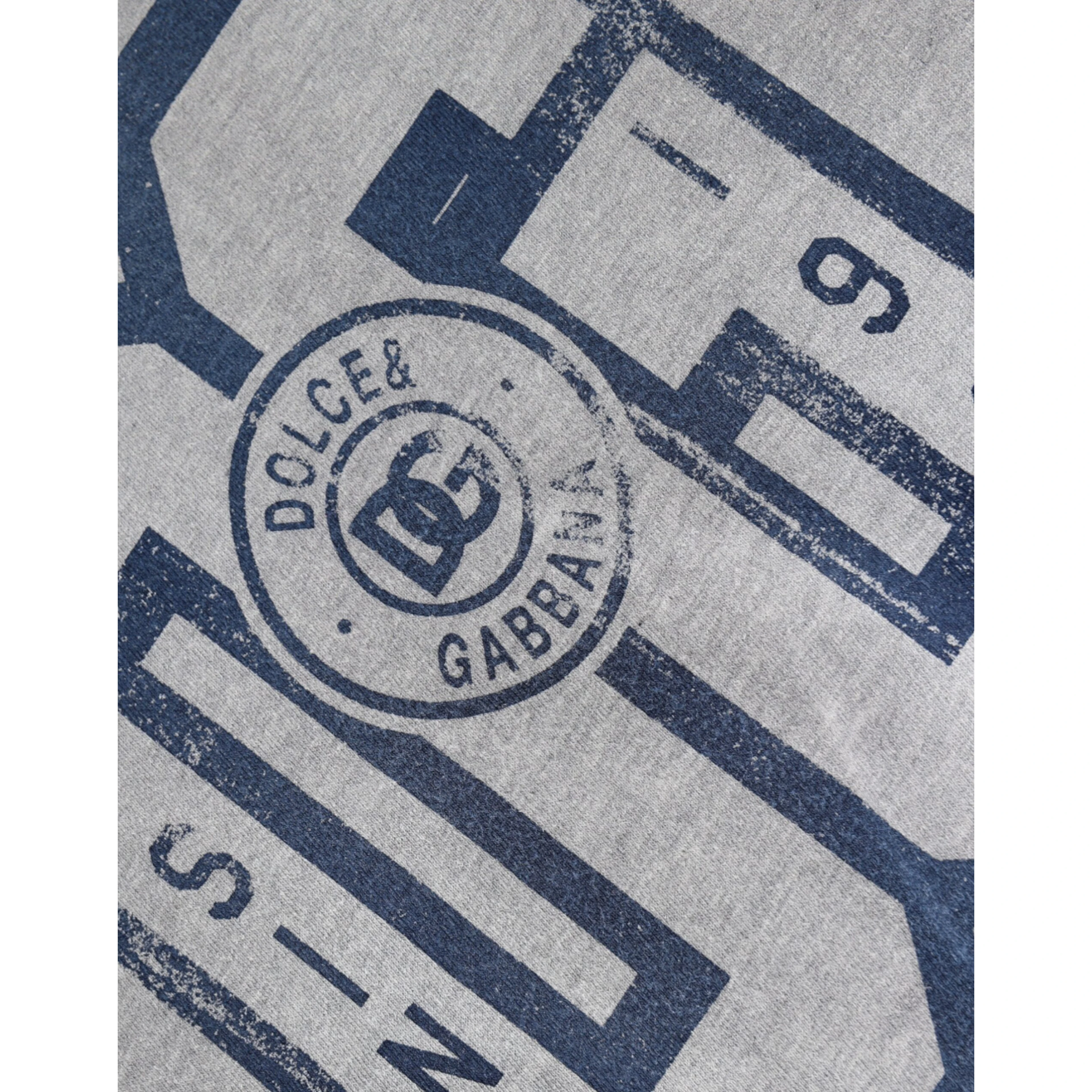 Gray Logo Print Cotton Crew Neck T-shirt