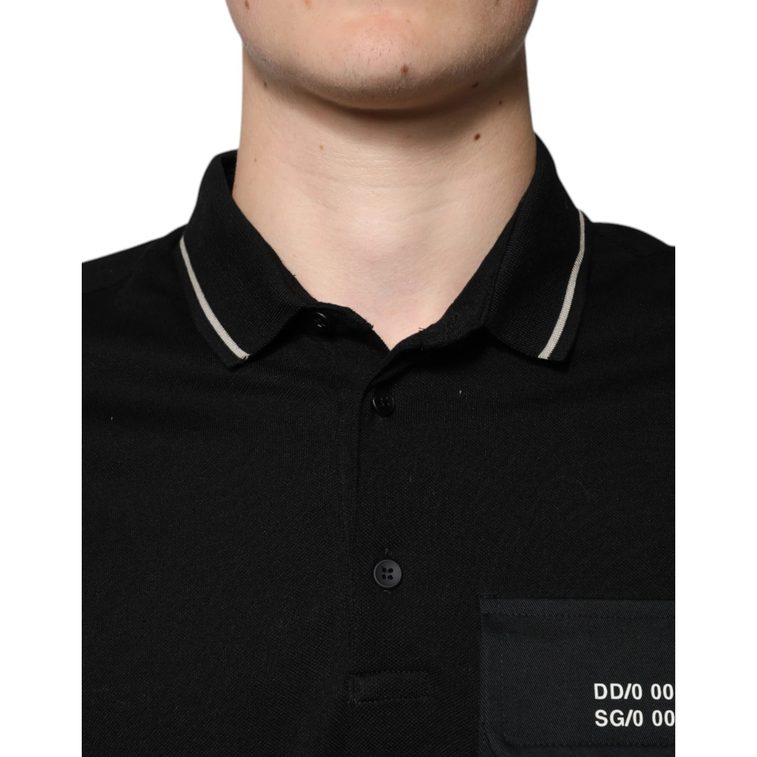 Black White Cotton Short Sleeves Polo T-shirt
