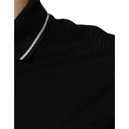 Black White Cotton Short Sleeves Polo T-shirt