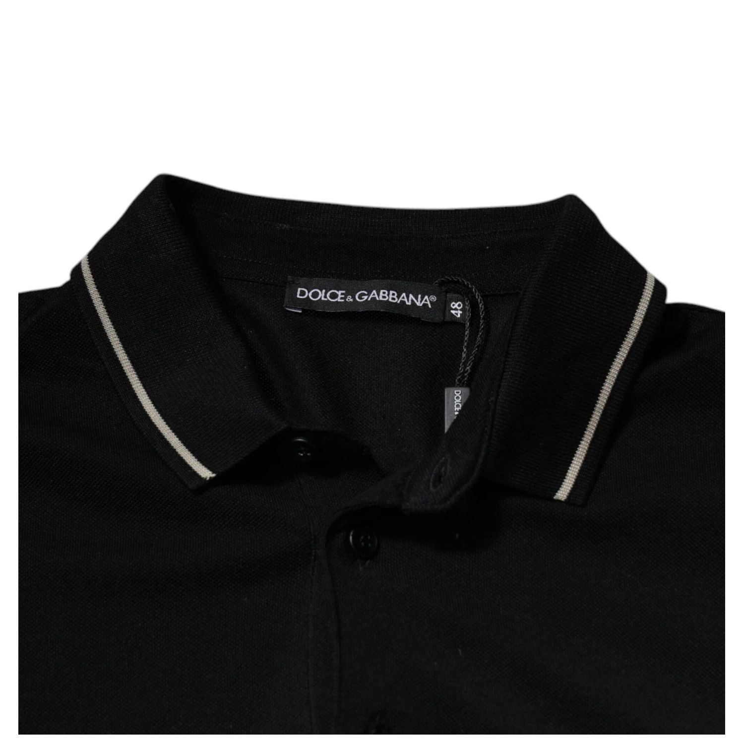 Black White Cotton Short Sleeves Polo T-shirt
