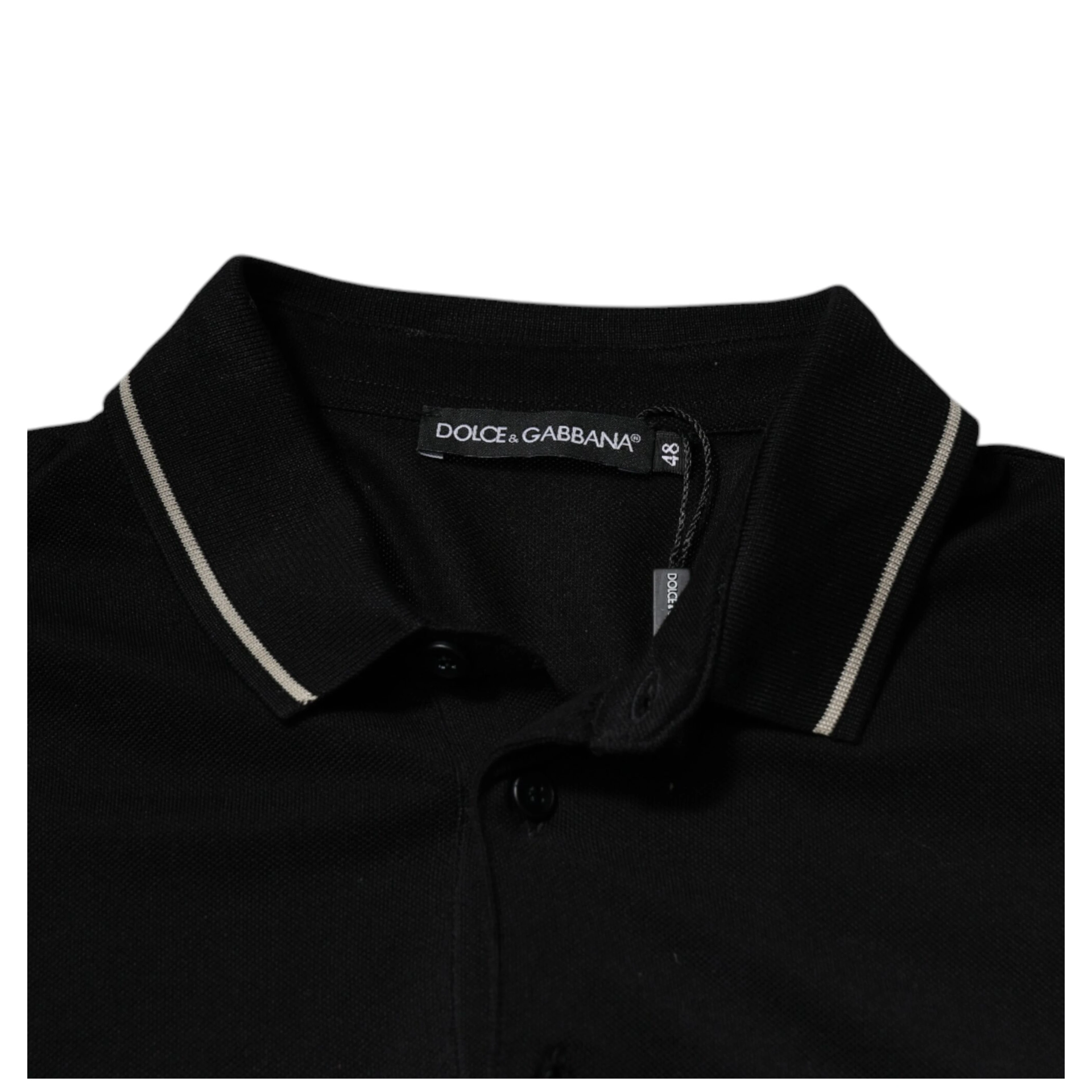Black White Cotton Short Sleeves Polo T-shirt