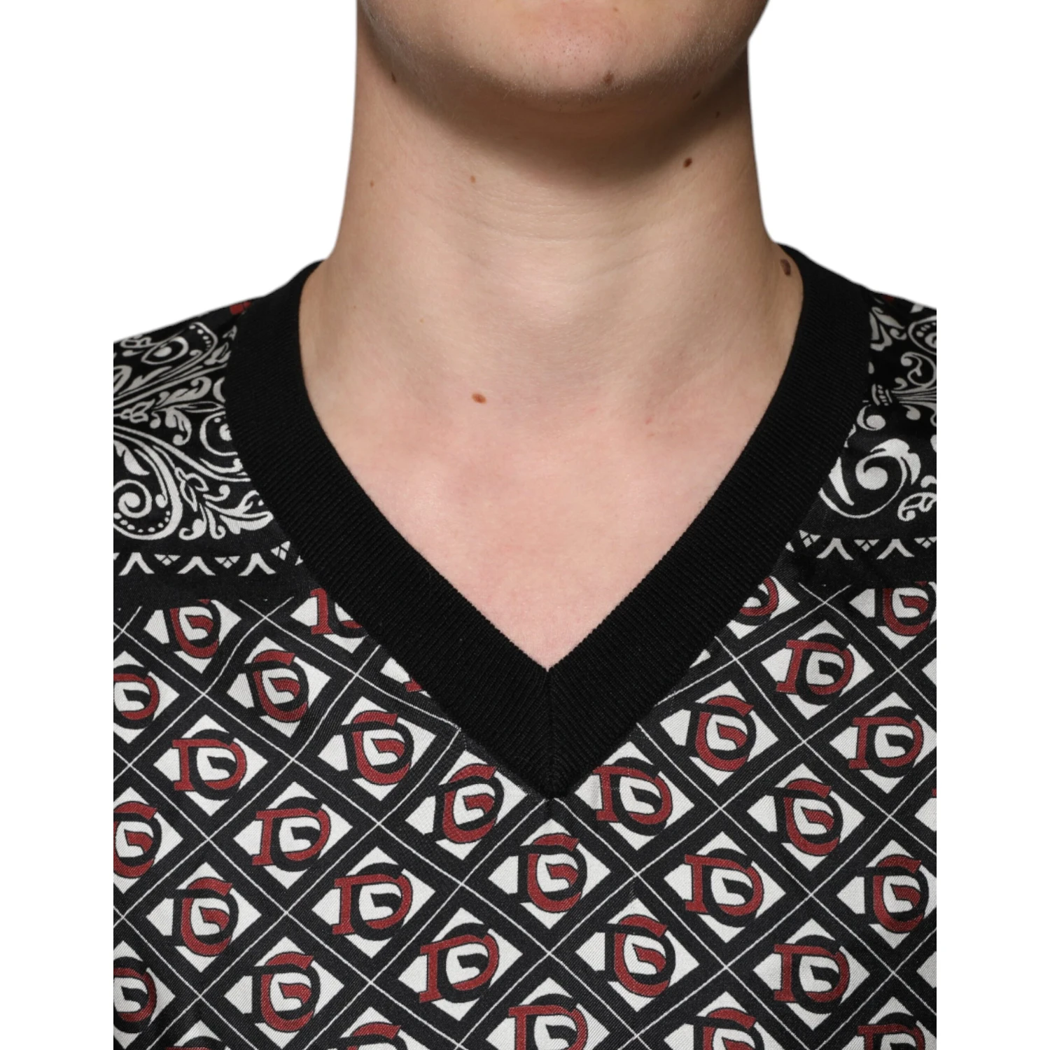 Black Logo Wool V-neck Pullover Sweater