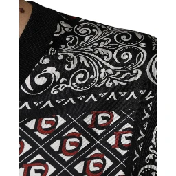Black Logo Wool V-neck Pullover Sweater